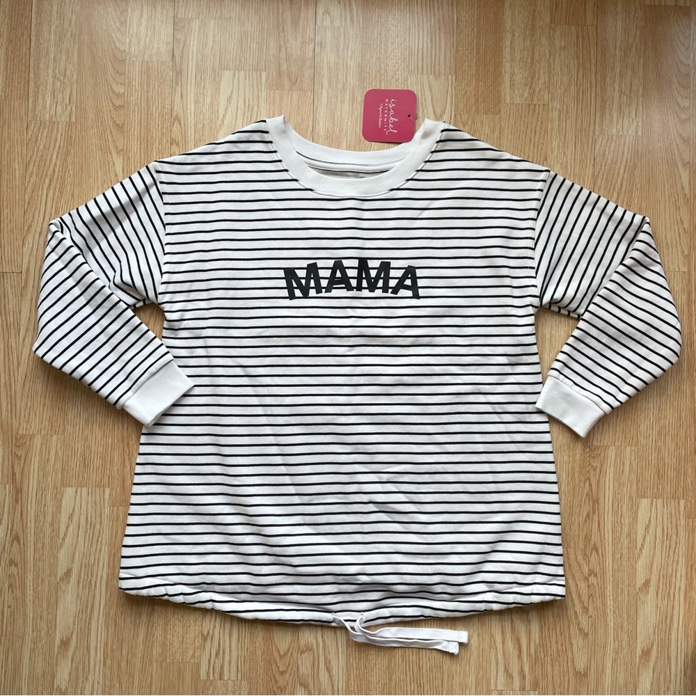 Isabel Maternity Mama Striped Oversized Pullover Sweater - Size: Medium